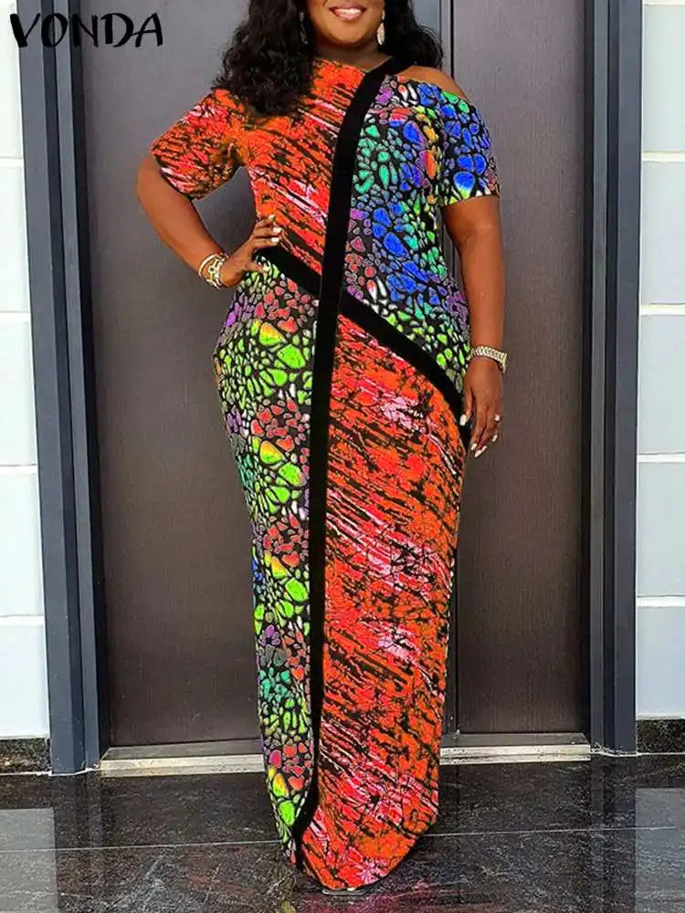 Off Shoulder Summer Sundress Bohemian Printed Maxi Dress