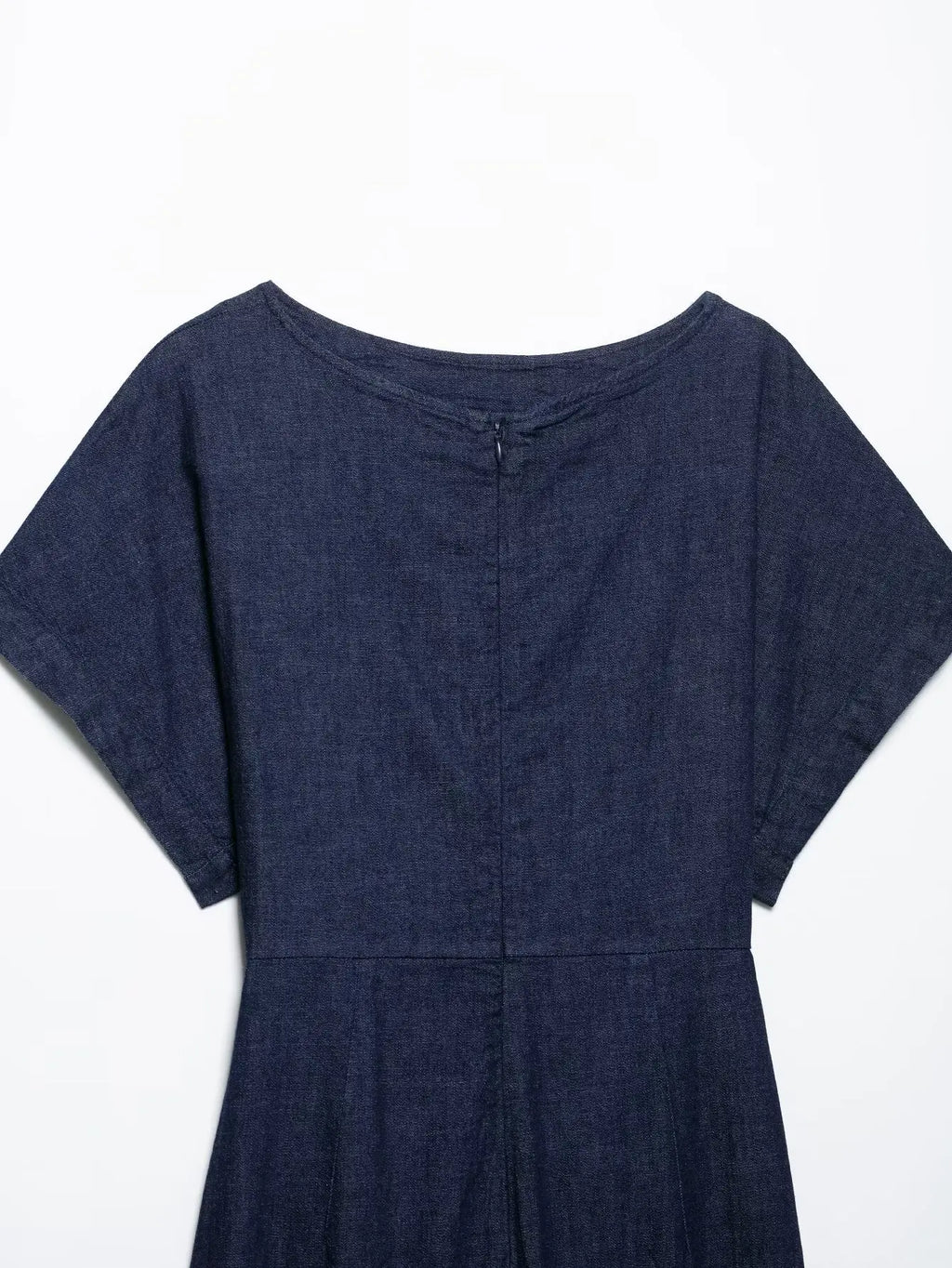 Pleated Slit Dress Round Neck Short Sleeves High Waist Chic