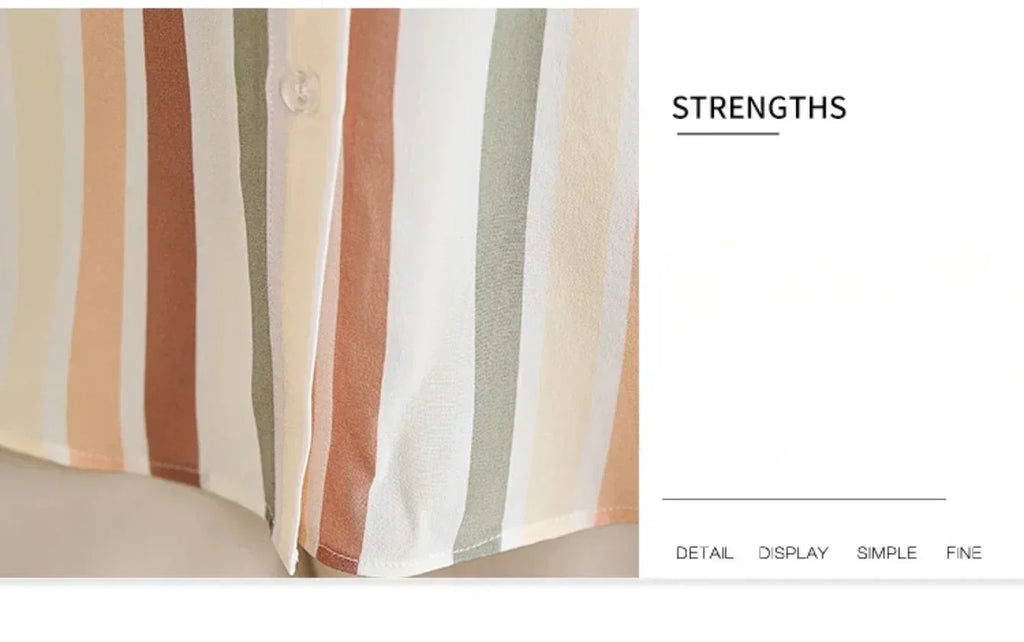 Striped Print Button Front Casual Long Sleeve Shirt for Women Lightweight Blouse for Spring and Fall Women's Tops