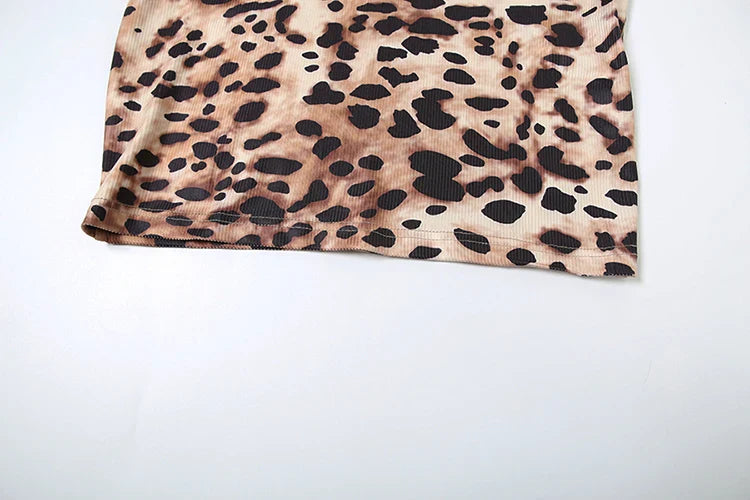 Leopard Print Mini Bodycon Dress Sleeveless Summer Party