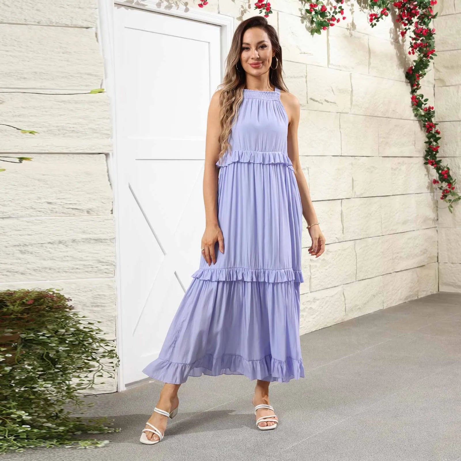 Women Summer Maxi Dress Lightweight Beach Swing Dress