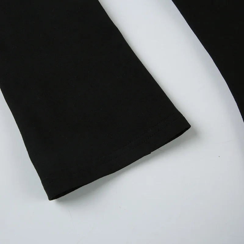 Slim Fit Hollow Out Long Sleeve Semi High Neck Jumpsuit with Elastic Waist Solid Color Women's Slim Pants Y2K Inspired Bottoms