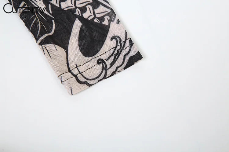 Elegant Long Sleeve Printed Maxi Dress With O Neck