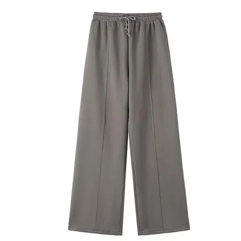 Autumn Women's Thick Hoodie Coat with Drawstring High Waist Loose Casual Pants Set Soft Fleece Lined Streetwear