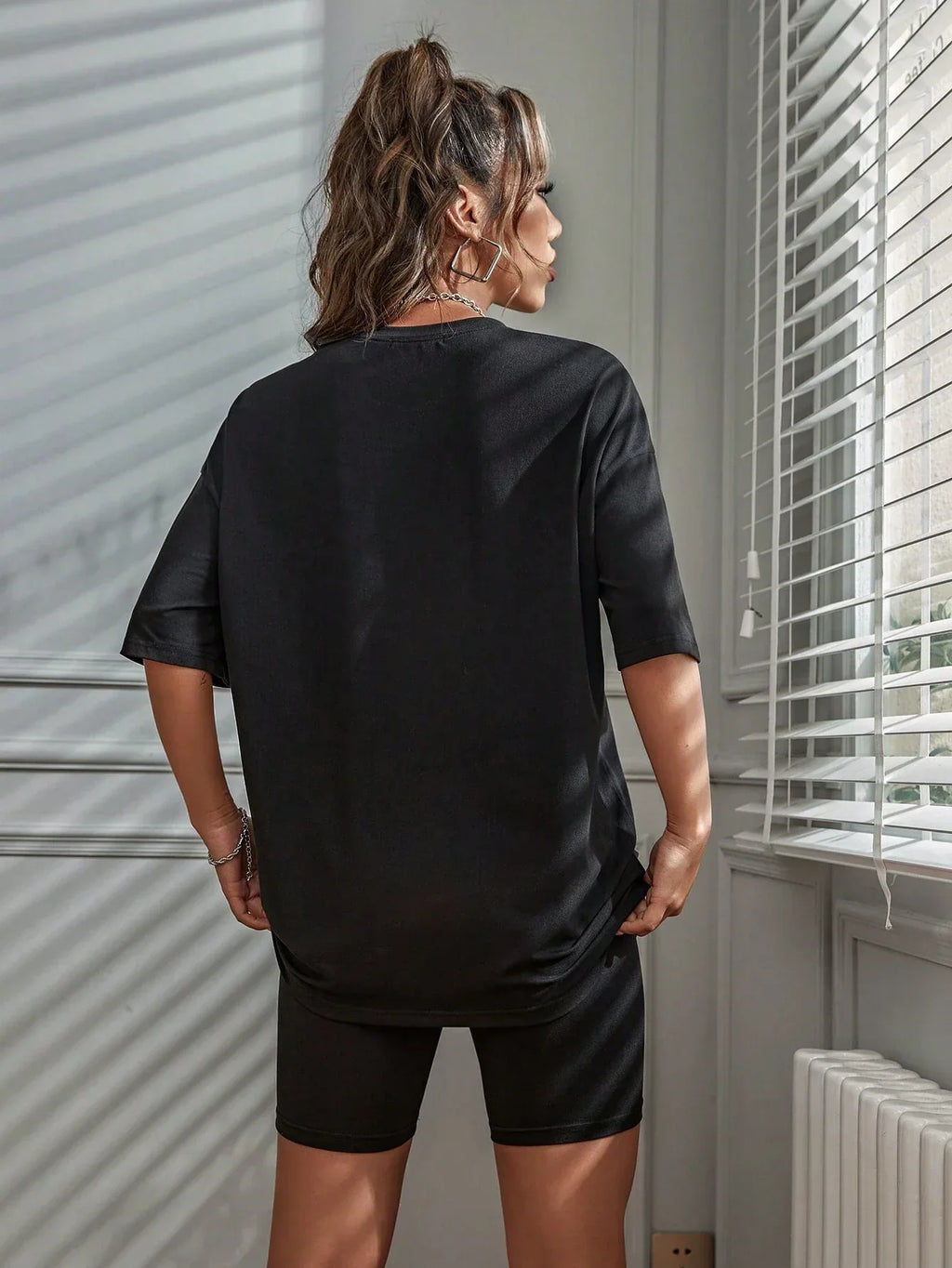 Brooklyn 1898 New York City Letter Graphic Cotton T-Shirt and Oversized Shorts Two-Piece Summer Casual Set for Women S-XL