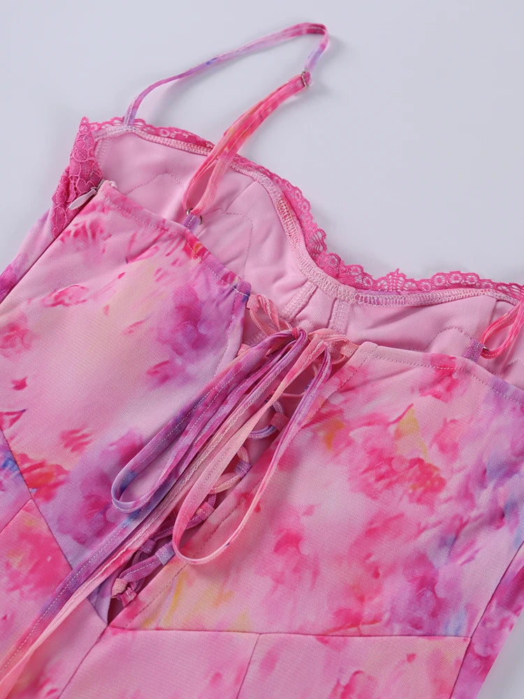 Floral Mesh Maxi Dress For Women Summer Beach Sundress