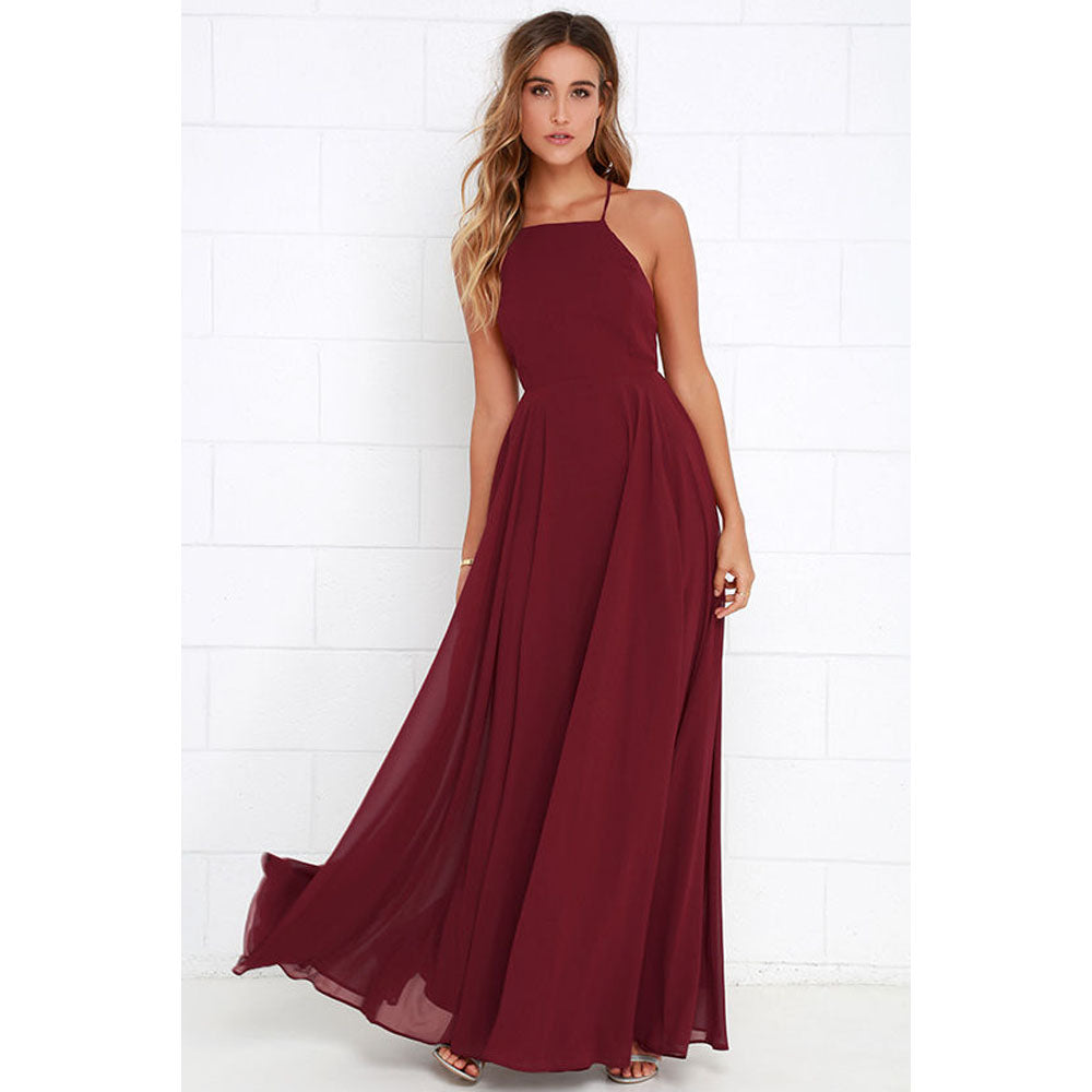 Boho Maxi Dress Sleeveless Summer O Neck Backless Sundress