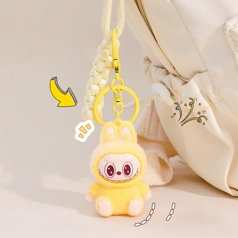 Kawaii Labubu Doll Keychain Cute PVC Pendant Toy Phone Bag Charm Car Accessories