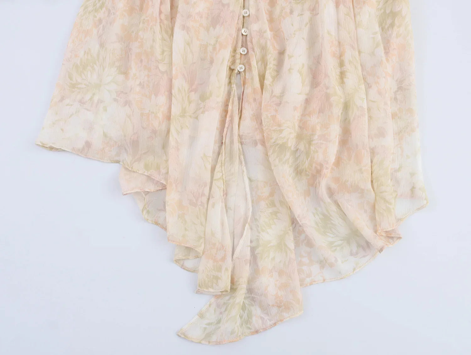 Loose Printed Blouse for Women with Pleated V-Neck Lantern Sleeves Single-Breasted Casual Pullover Shirt Chic Lightweight Spring Summer Top