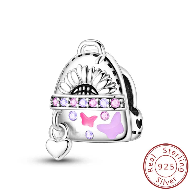 Fit 925 Sterling Silver Bow Perfume Bottle Pink Charms Beads for Women DIY Jewelry Gifts