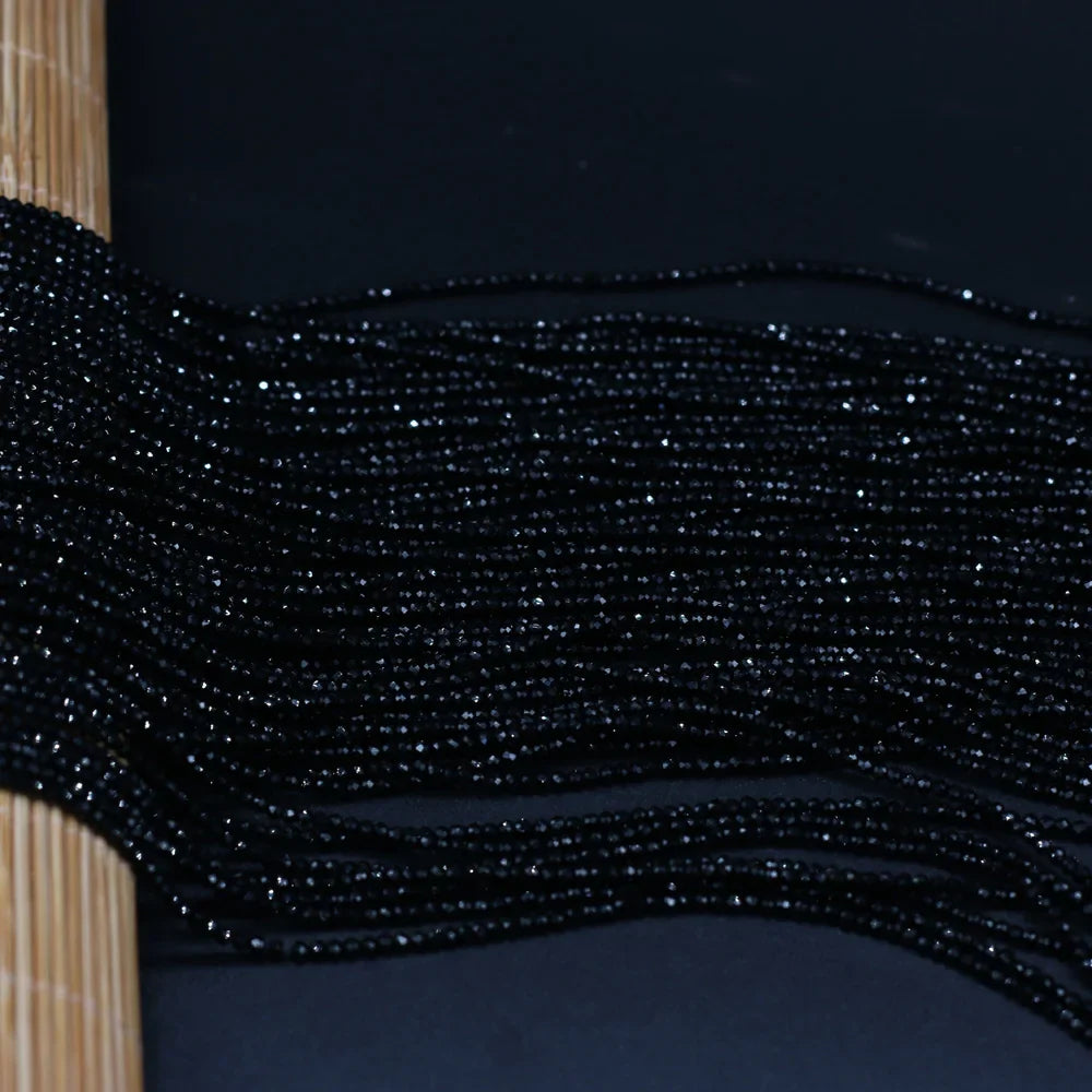 2mm Black Spinel Loose Beads for Women Jewelry Making DIY Bracelet and Necklace Accessories 38cm
