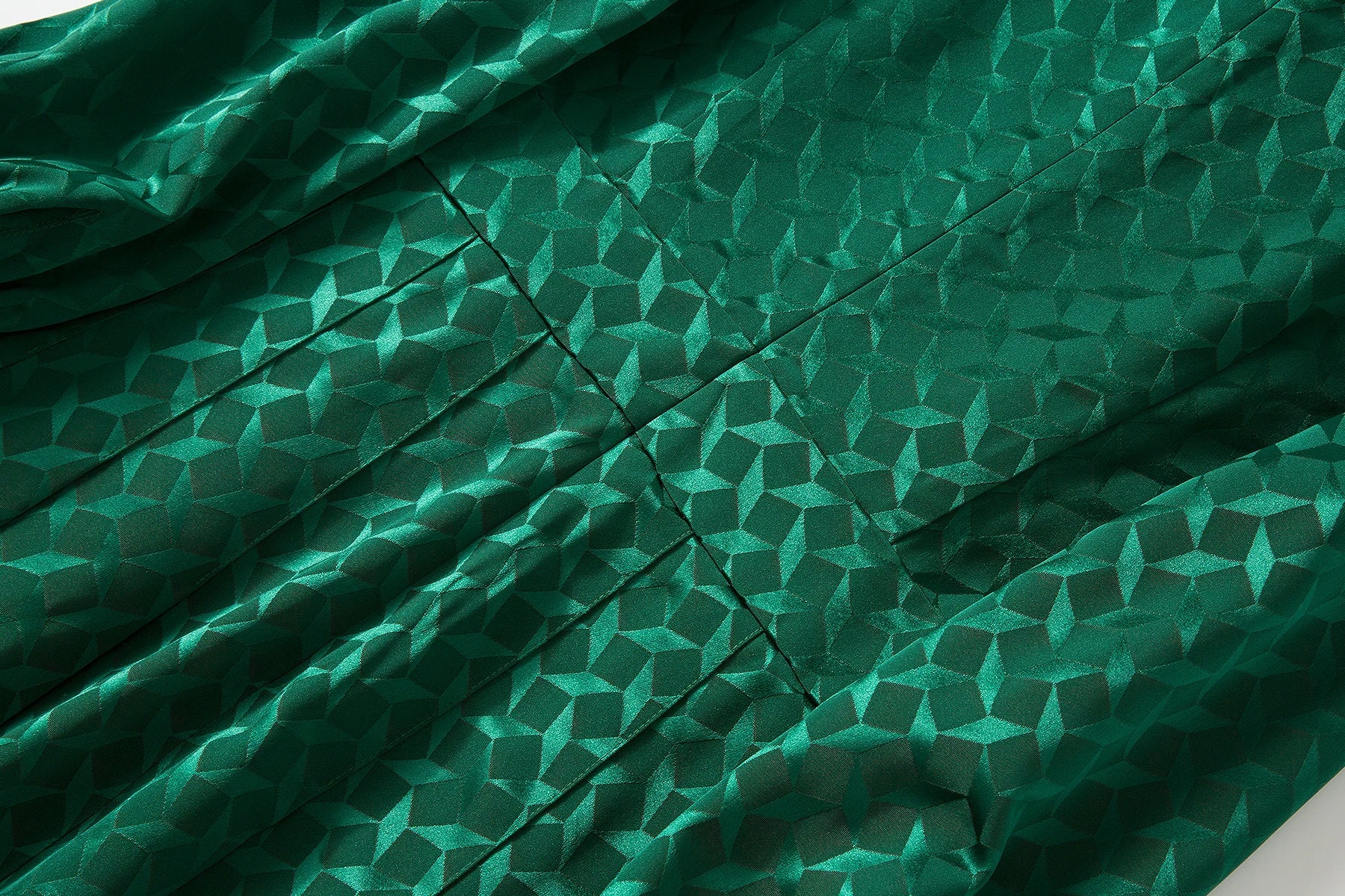 Elegant Green Pleated Long Sleeve Dress With Bow Collar