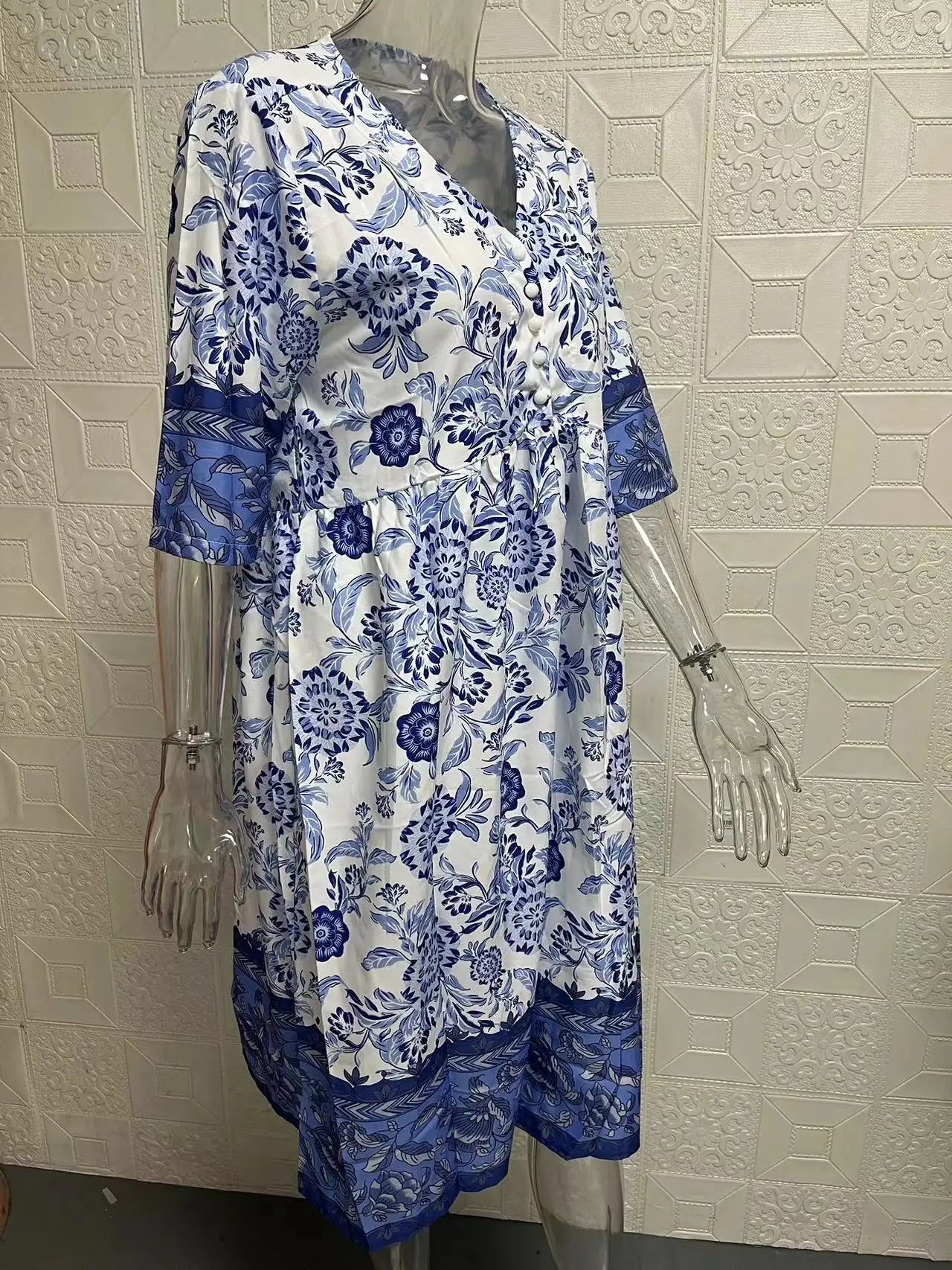 Loose Floral Print Elegant V Neck Dress For Women Everyday