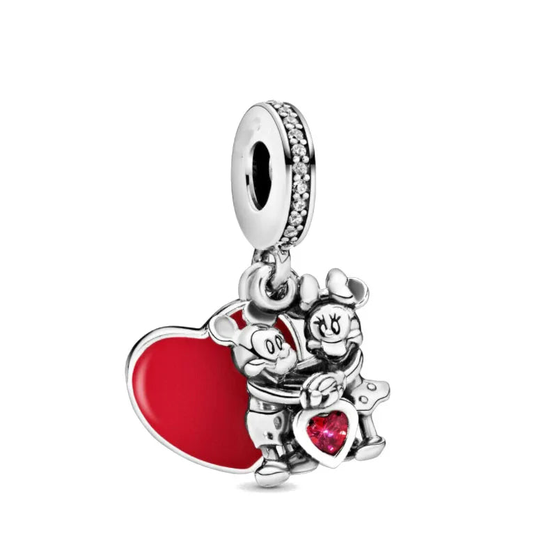 Mickey Mouse Minnie Mouse Sterling Silver Charm Beads for Bracelets