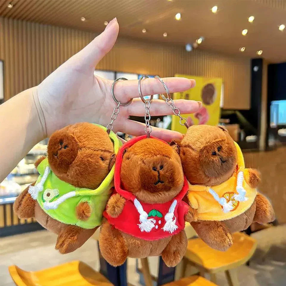 Cute Cartoon Capybara Plush Keychain Pendant Doll Bag Ornament with Clothes