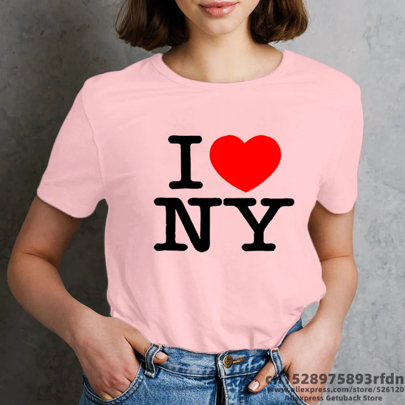 I Love Paris Funny Print T-Shirt for Women in Black White and Pink Colors Summer Short Sleeve Tee Y2K Harajuku Style
