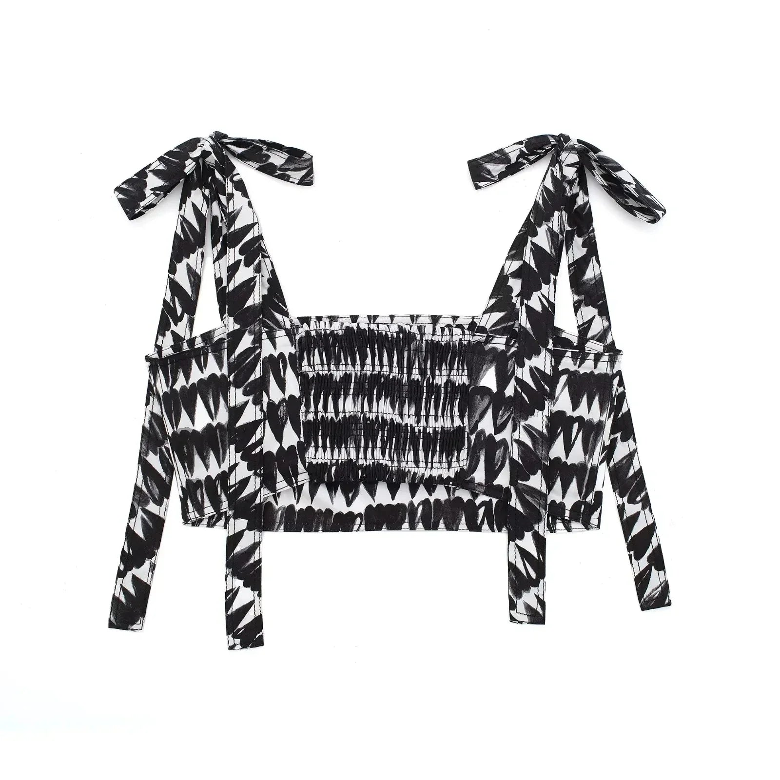 Women's Fashion Print Set Sexy Backless Sleeveless Slim Lace-Up Corset Crop Top with Elegant A-Line Pleated Midi Skirt