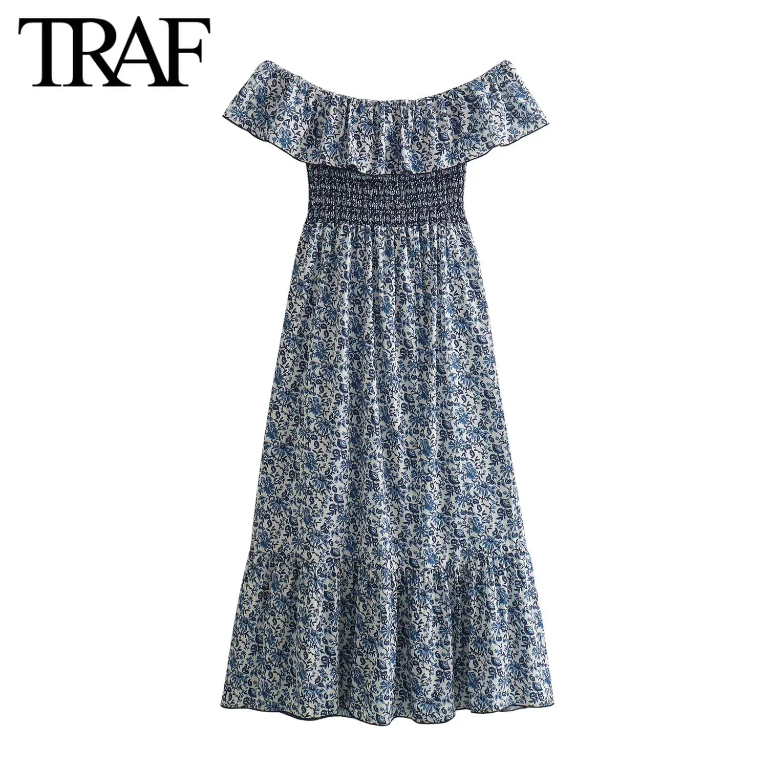 Off Shoulder Floral Print Long Vest Dress For Women