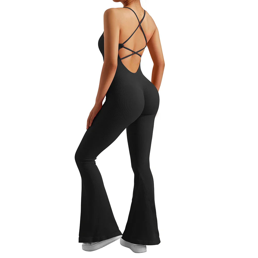 Solid Body-Shaping Sleeveless Skinny Jumpsuit Women Casual Square Collar One Piece Romper Sporty Bodysuit