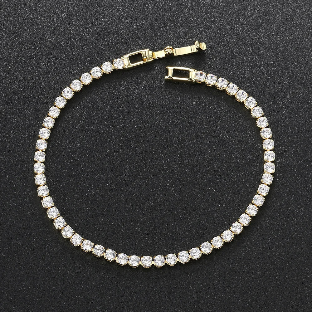 Zirconia Tennis Bracelet for Women Crystal Charm Thin Chain Wedding Jewelry