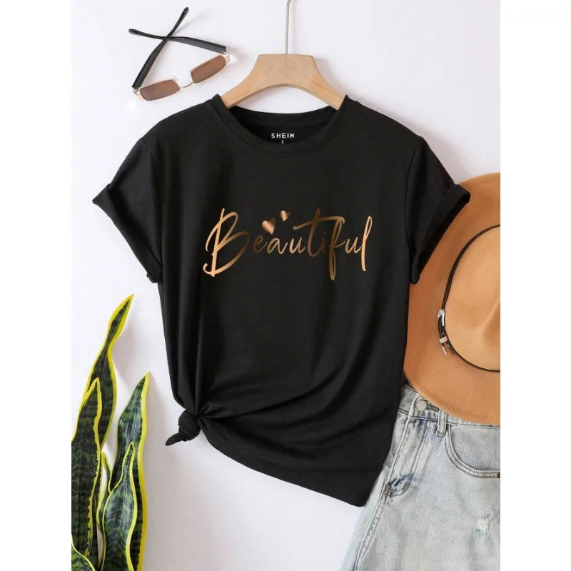 Couple Cotton T-Shirts with Cartoon Printed Pattern for Summer Casual Wear