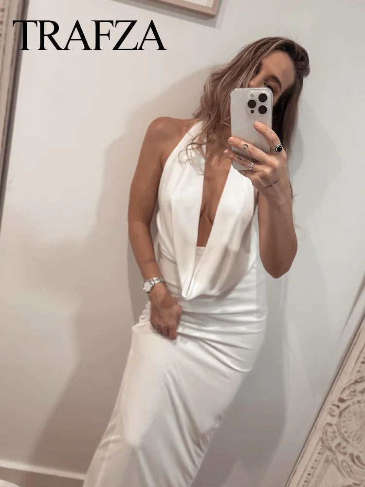 Blue Backless Off Shoulder Long Dress For Women Evening