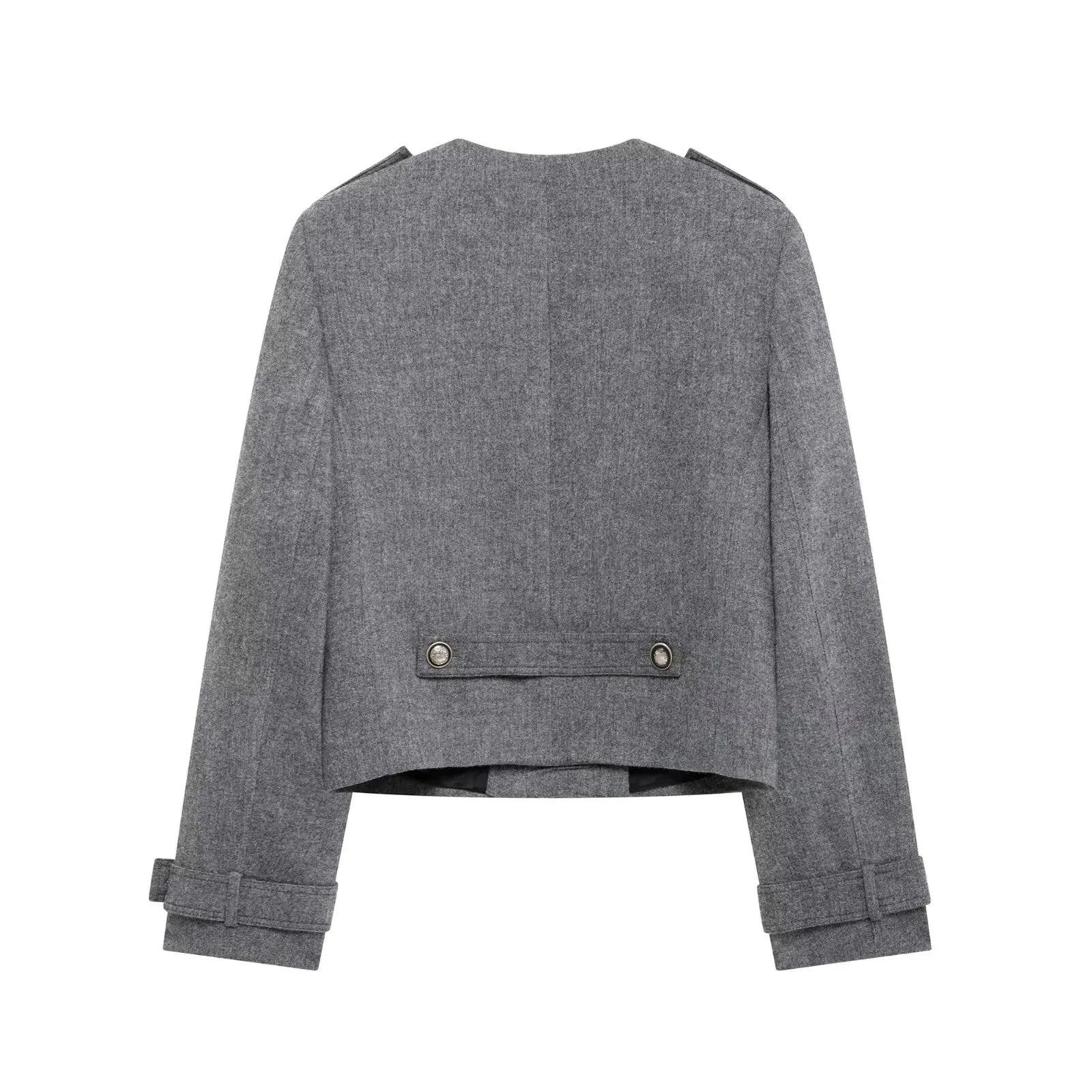 Double Breasted Epaulet O Neck Jacket with Chic Sashes and Pleated Mini Skirt Women's Streetwear Suit