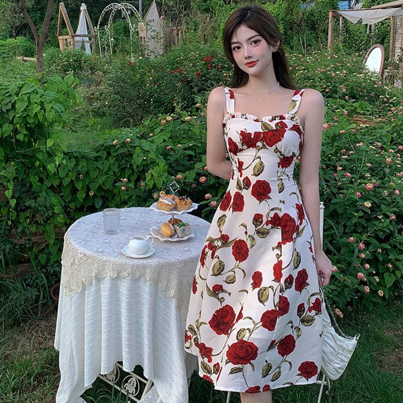 Floral Print Sleeveless Summer Dress For Vacation Travel