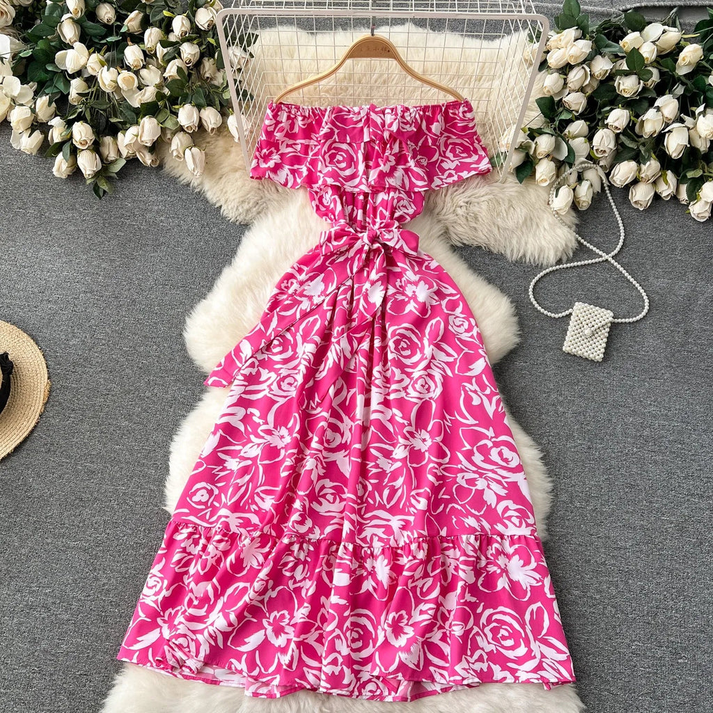 Romantic Floral Off Shoulder Maxi Dress For Women Boho Chic