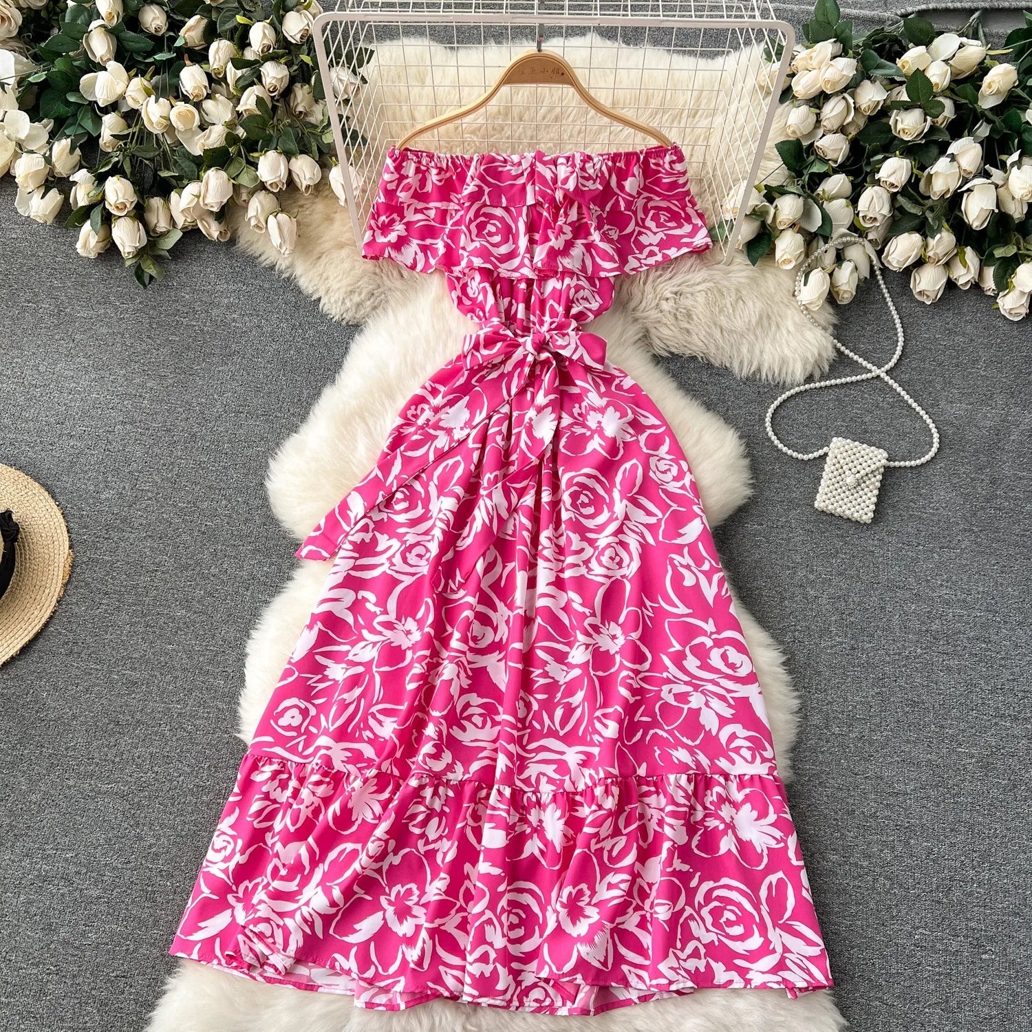 Romantic Floral Off Shoulder Maxi Dress For Women Boho Chic
