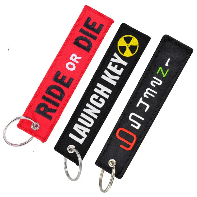 Remove Before Flight Keychain for Aviation Enthusiasts - Embroidered Motorcycle and Car Key Tag - 3 Pack Polyester Fobs