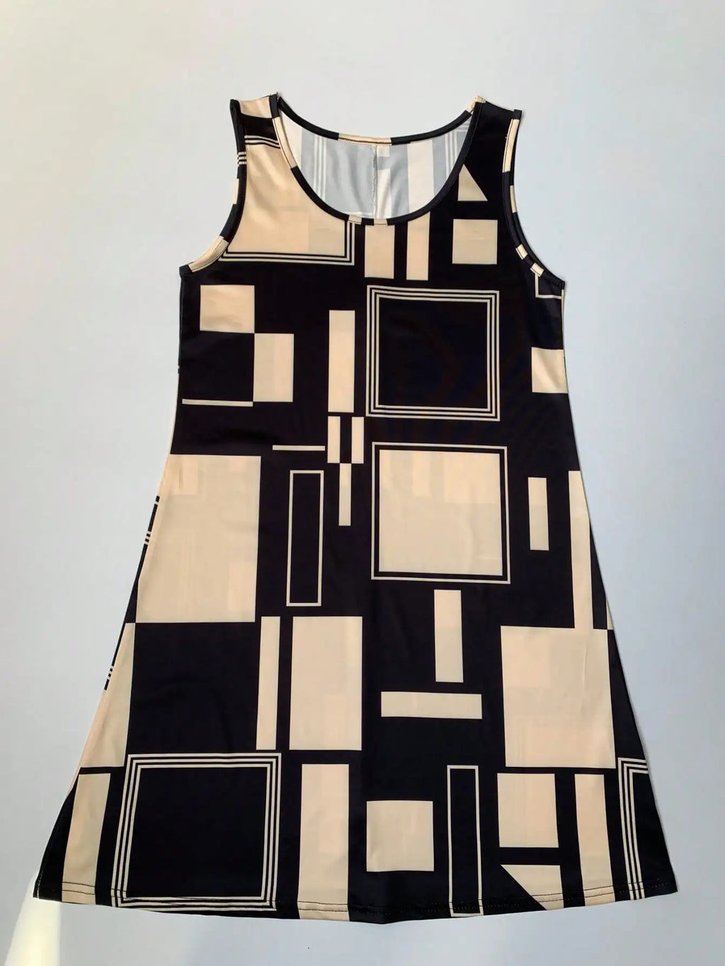 Geometric Pattern Sleeveless Summer Dress For Women