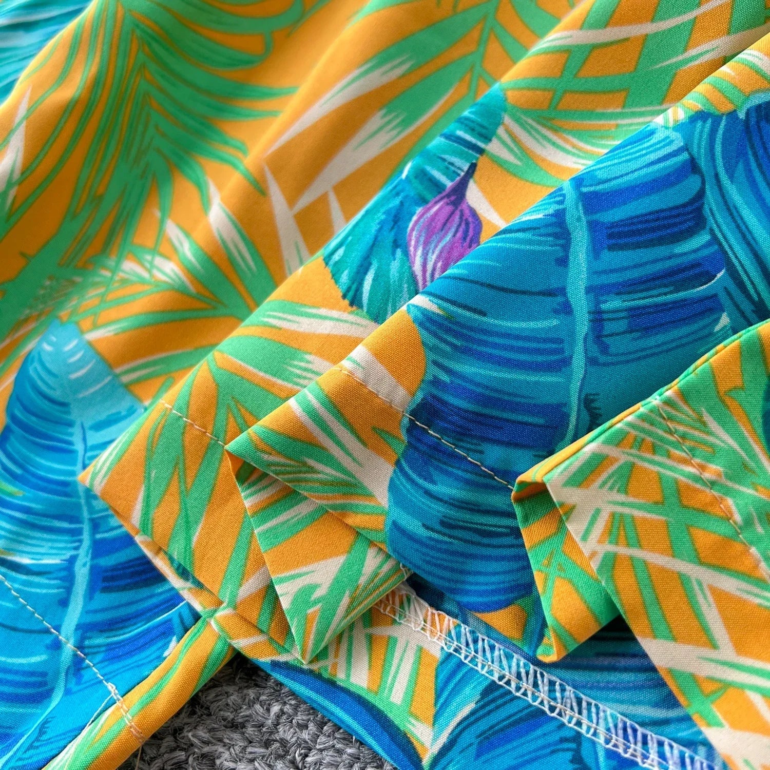 Square Neck Loose Pleated Jumpsuit with Ruffles Backless Design Wide Leg Long Pants Elegant Chic Printed Playsuit for Women