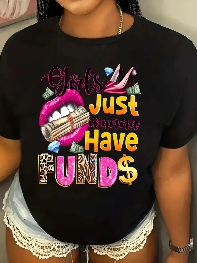 Women's Colorful Bear Print Casual Summer T-Shirt with Large Round Neck and Short Sleeves