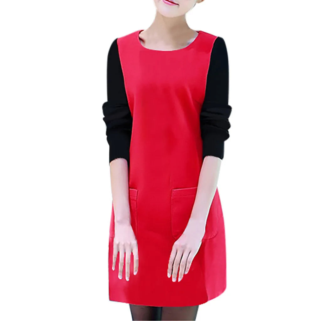 Women Velvet Padded Sweatshirt Dress With Pocket Detail