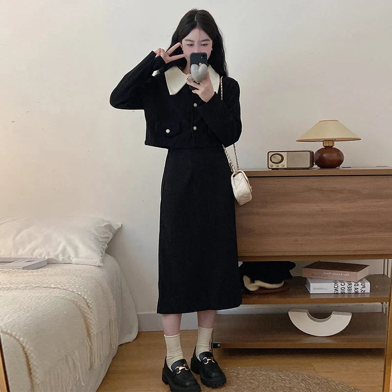 Corduroy Fall Dress For Women French Style Party Outfit