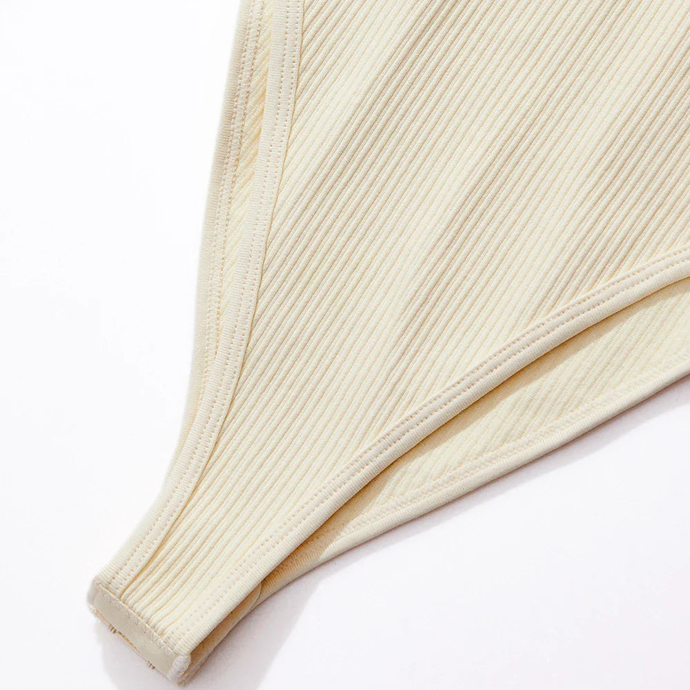 Women's Button Front Square Neck Ribbed Sleeveless Skinny Bodysuit Slimming Shapewear Casual Tank Top