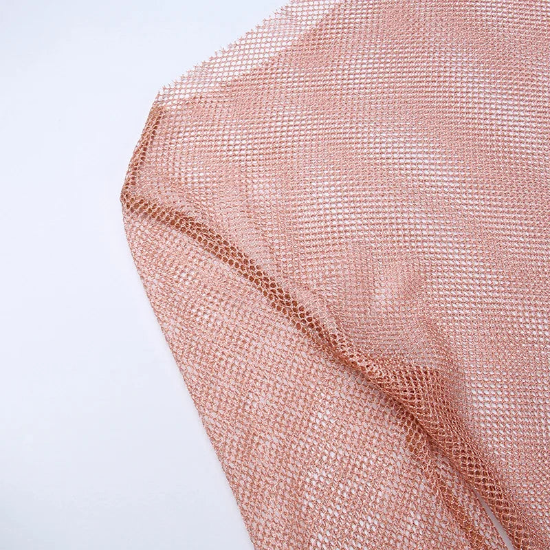 Black Mesh See Through Mini Dress Women Bodycon Clubwear