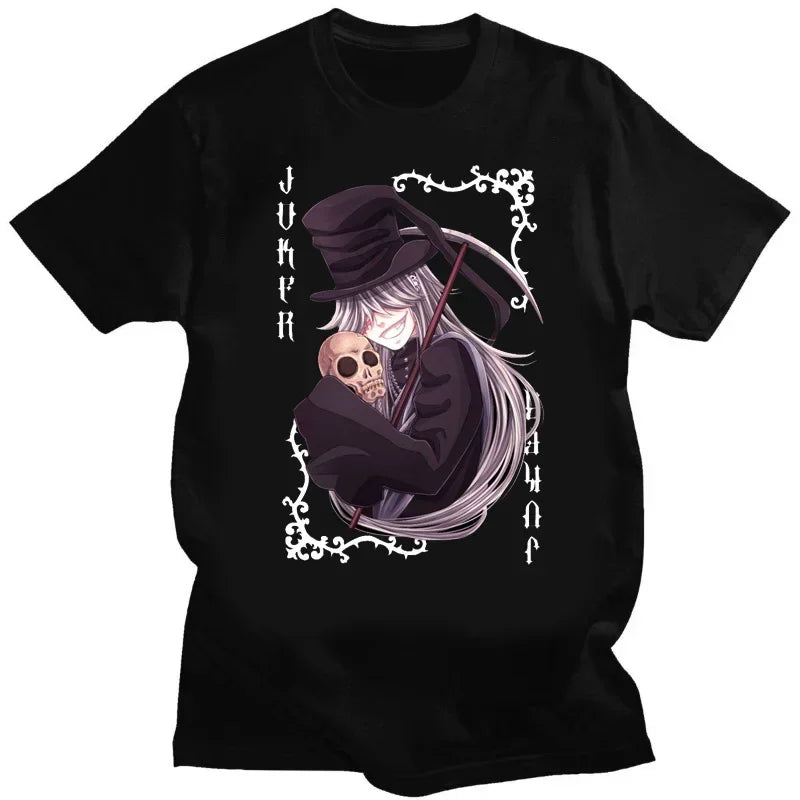 Black Butler Sebastian Graphic T-Shirt for Otaku Cotton Anime Streetwear Tee Kuroshitsuji Design