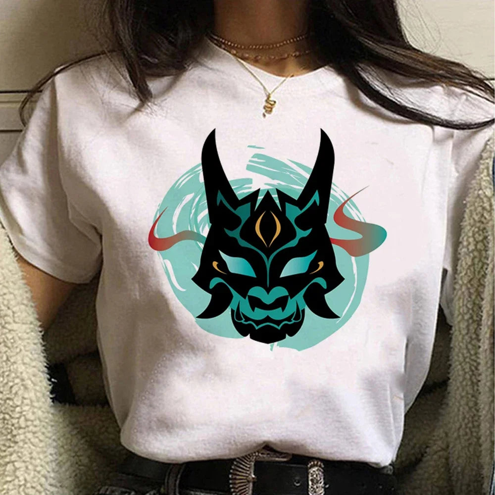 Genshin Impact Women's Comic T Shirt Japanese Style Soft Comfortable Tee