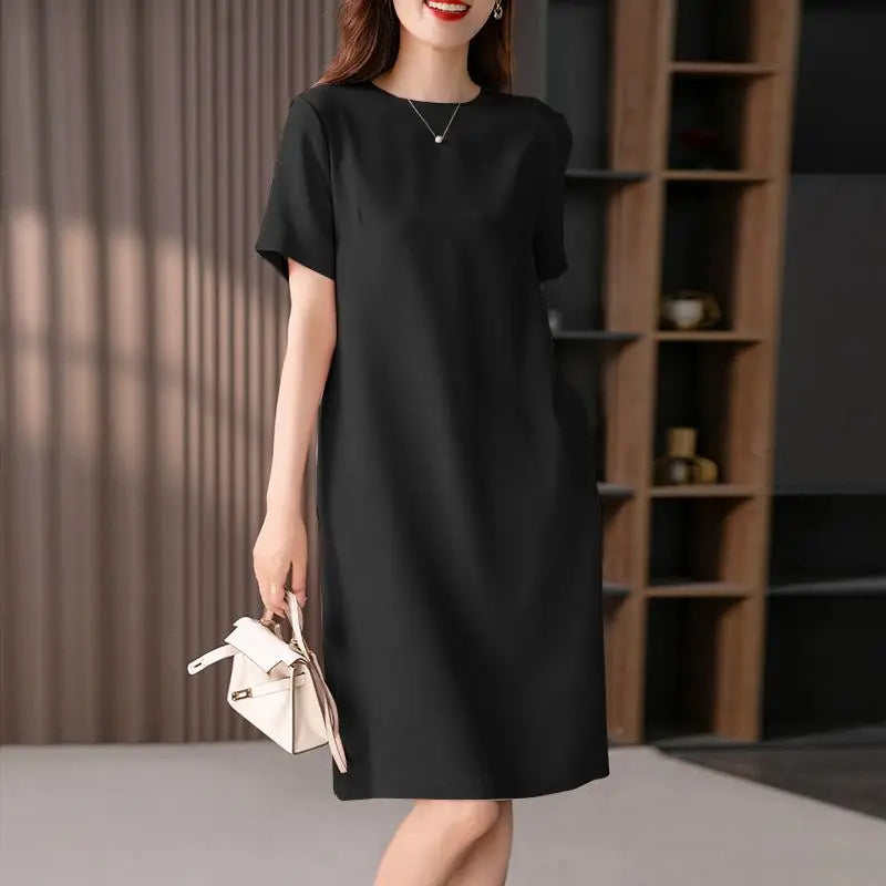 Summer Dress For Women Short Sleeve Knee Length With Pockets