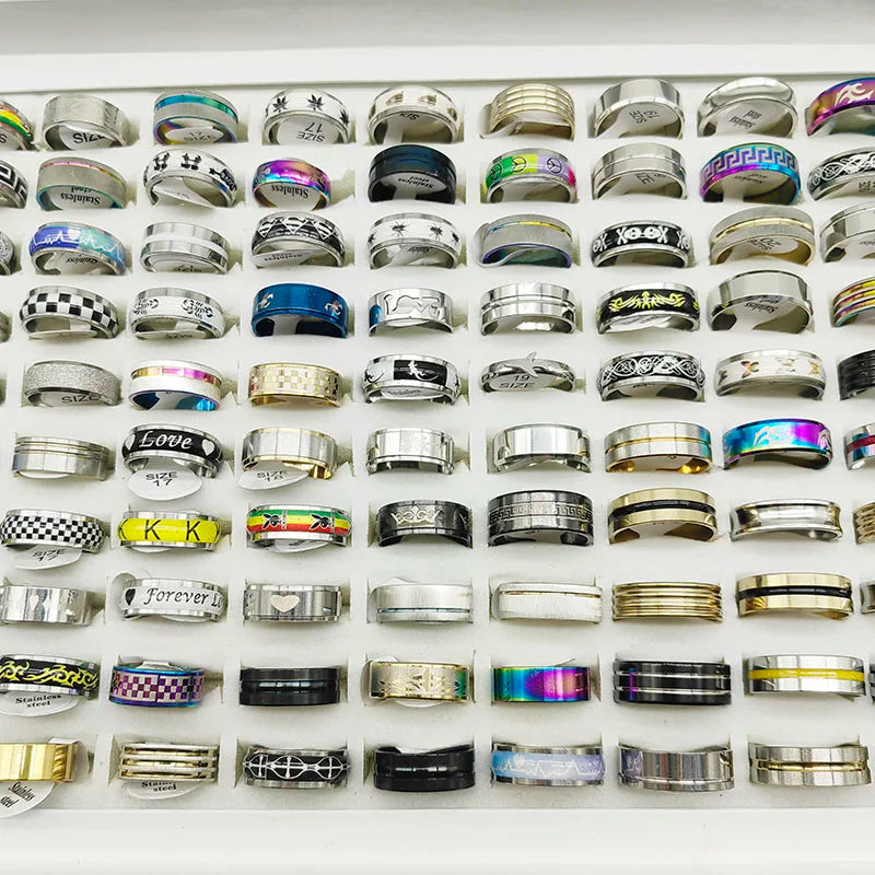 20 Pieces Mixed Style Stainless Steel Finger Rings for Women and Men Fashion Party Jewelry