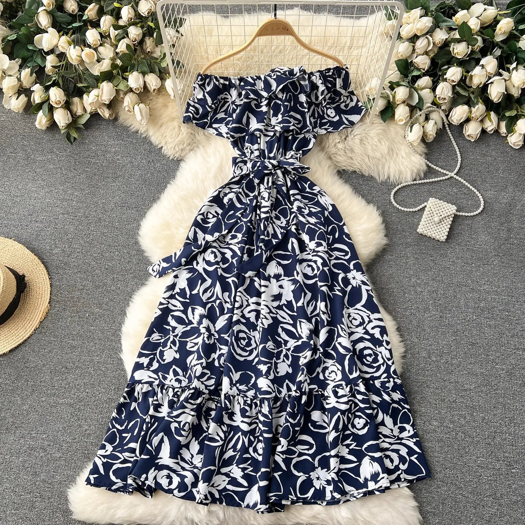 Romantic Floral Off Shoulder Maxi Dress For Women Boho Chic