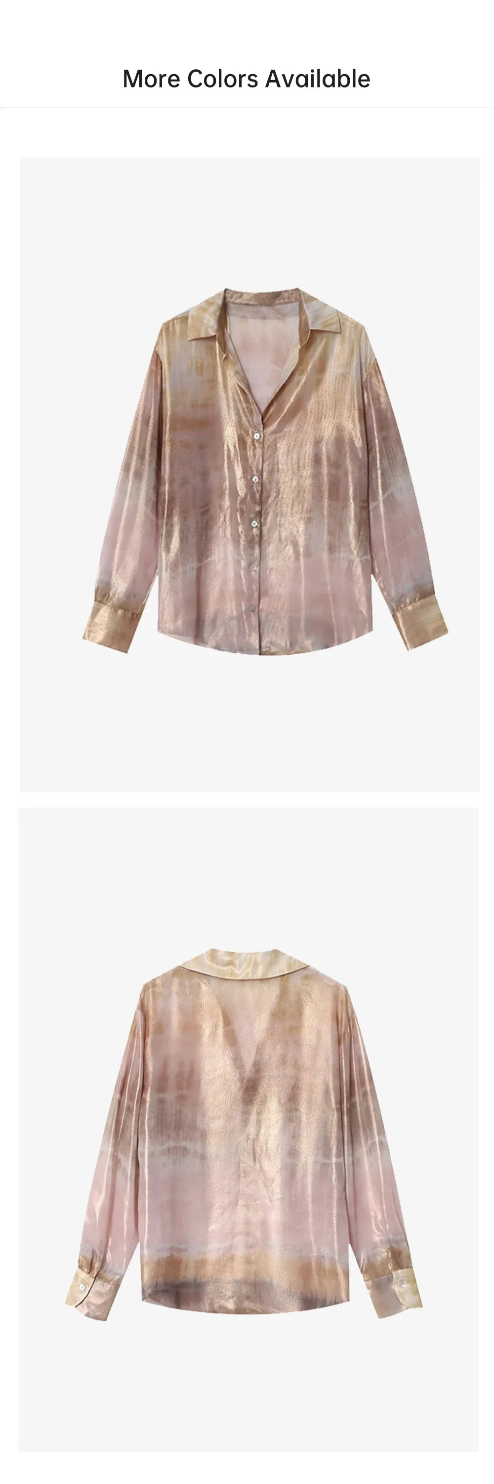 Casual Women's Long Sleeve Collar Shirt with Metal Foil Tie Dye Print Slimming Fashion Top