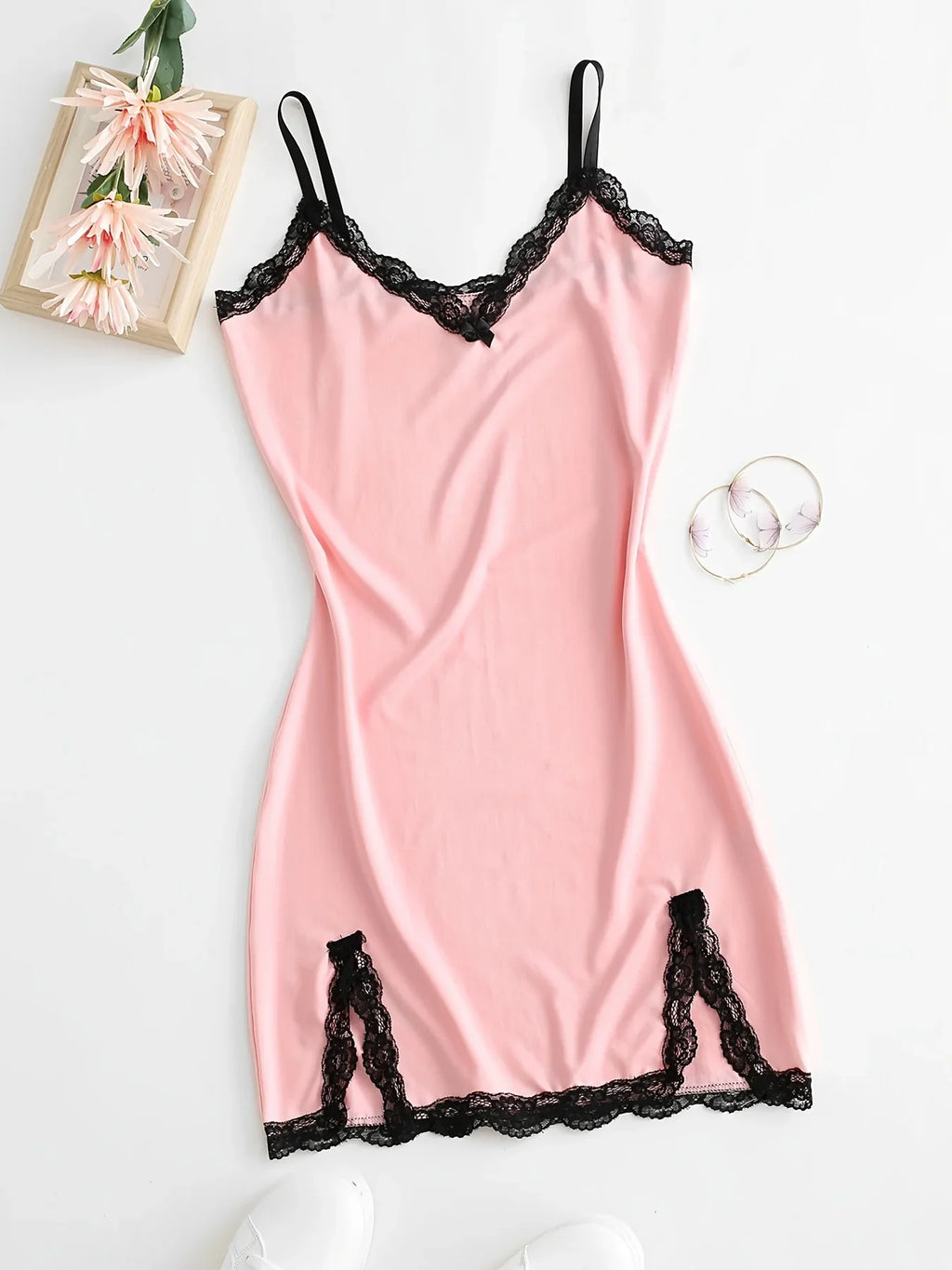 Color Block Lace Slit Dress For Women Summer Style