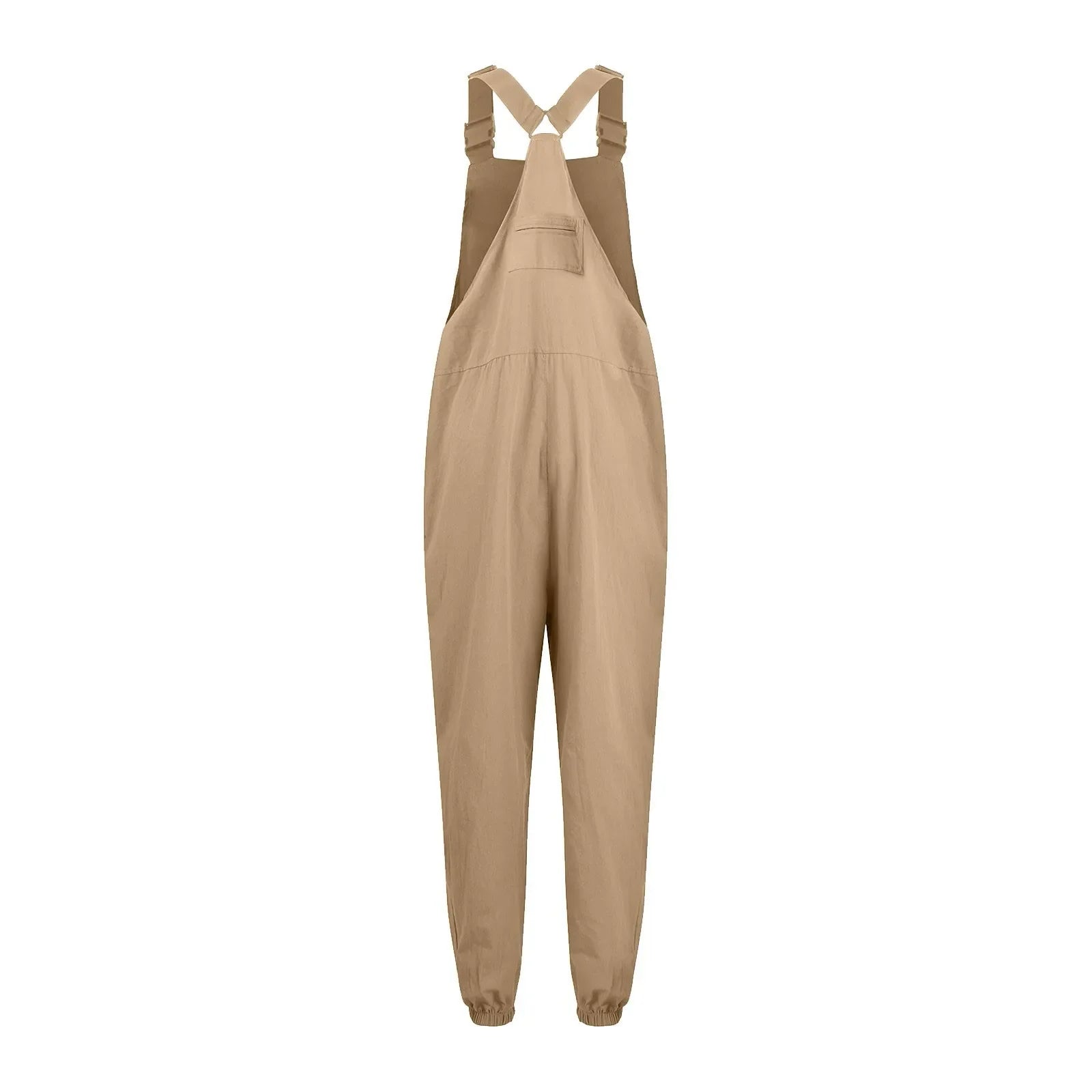 Women's Summer Casual Loose Wide Leg Jumpsuit with Adjustable Straps Pockets and Retro Button Detail Solid Color Sleeveless Overalls
