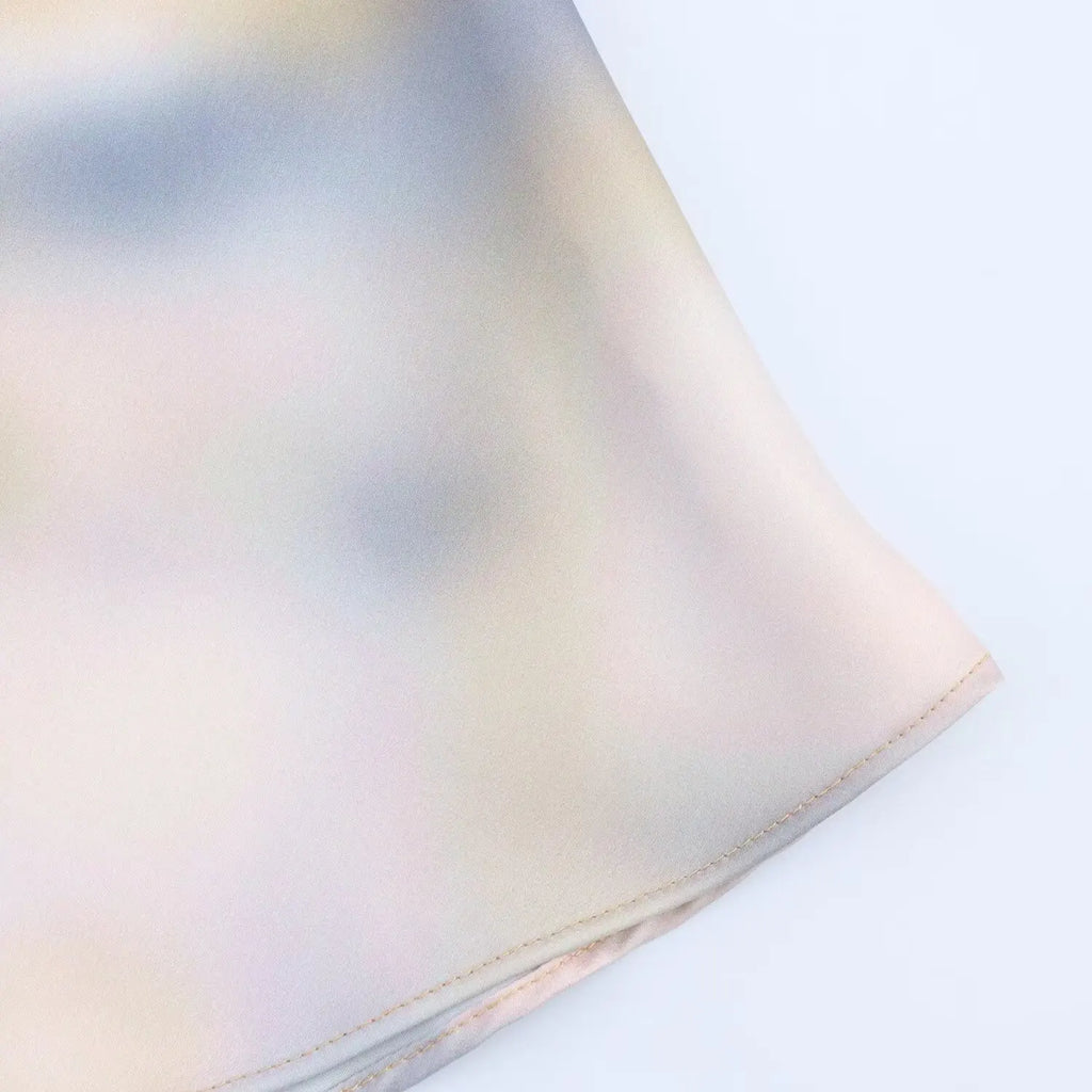 Women's Tie Dye Texture Vertical Collar Shirt with High Waist Slimming Skirt Set Spring Casual Chic Elegant Outfit