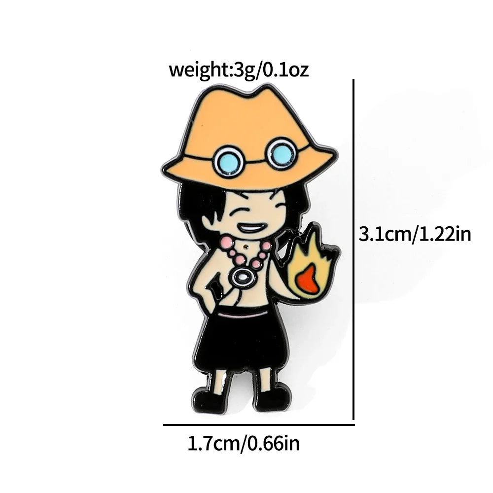 5 Pcs Cartoon Monkey Enamel Pin Set Featuring Luffy and Tony Chopper Brooches for Backpack Accessories