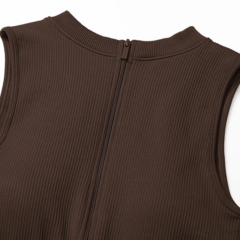 Zipper XL Size Sleeveless Jumpsuit Bodysuit for Women Summer Romper Overalls Streetwear Fashion Outfits