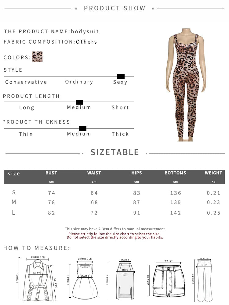 Weird Puss Sexy Sleeveless Leopard Print Jumpsuit for Women Stretch Fit Streetwear Workout Overalls